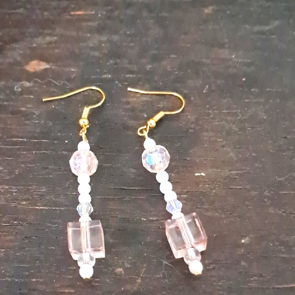 Elegant Pink and Pearl Beaded Earrings